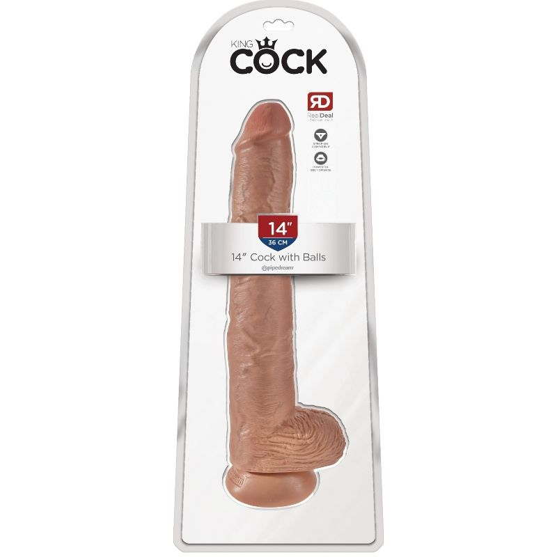 KING COCK PÊNIS REALISTA COM TESTÍCULOS 35,6 CM