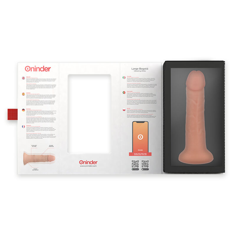 ONINDER - GRANDE VIBRADOR BOGOTÁ DILDO 9 VELOCIDADES NATURAL 22 CM -O- 4,5 CM - APLICATIVO GRATUITO