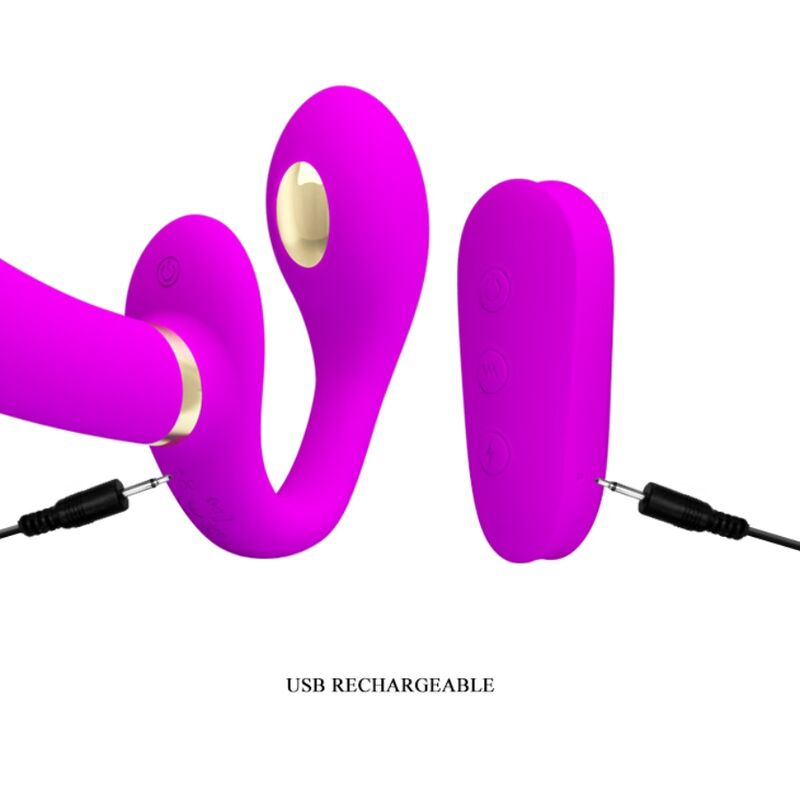 PRETTY LOVE - THUNDERBIRD VIBRADOR DUPLO STRAP-ON CONTROLE REMOTO ROXO