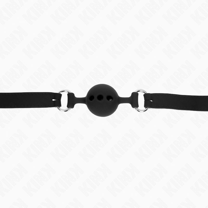 KINK - MORDAÇA COMPLETA DE SILICONE 55 X 2 CM COM BOLA DE 4 CM TAMANHO S PRETO AJUSTÁVEL 35-51 CM