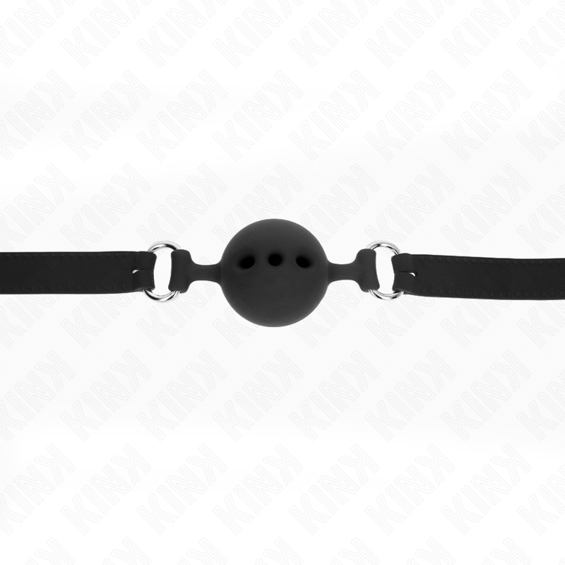 KINK - MORDAÇA COMPLETA DE SILICONE 55 X 2 CM COM BOLA DE 5 CM TAMANHO L PRETO AJUSTÁVEL 35-51 CM