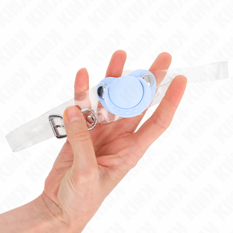 KINK - MORDAÇA EM FORMA DE CHUPETA AZUL CLARO 5,5 X 4 CM AJUSTÁVEL 43-60 CM