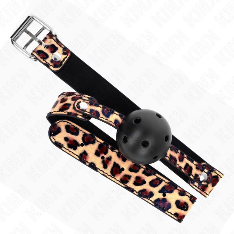 KINK - BOLA RESPIRÁVEL LEOPARDO 4,5 CM MORDAÇA 65 X 2,5 CM