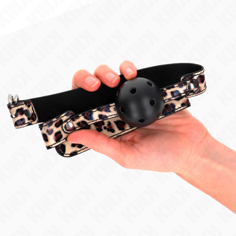 KINK - BOLA RESPIRÁVEL LEOPARDO 4,5 CM MORDAÇA 65 X 2,5 CM