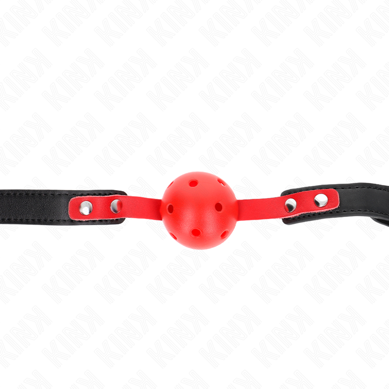 KINK - BOLA DURA OCA VERMELHA 4 CM GAG ALÇA PRETA 60 X 2 CM AJUSTÁVEL 37-52 CM