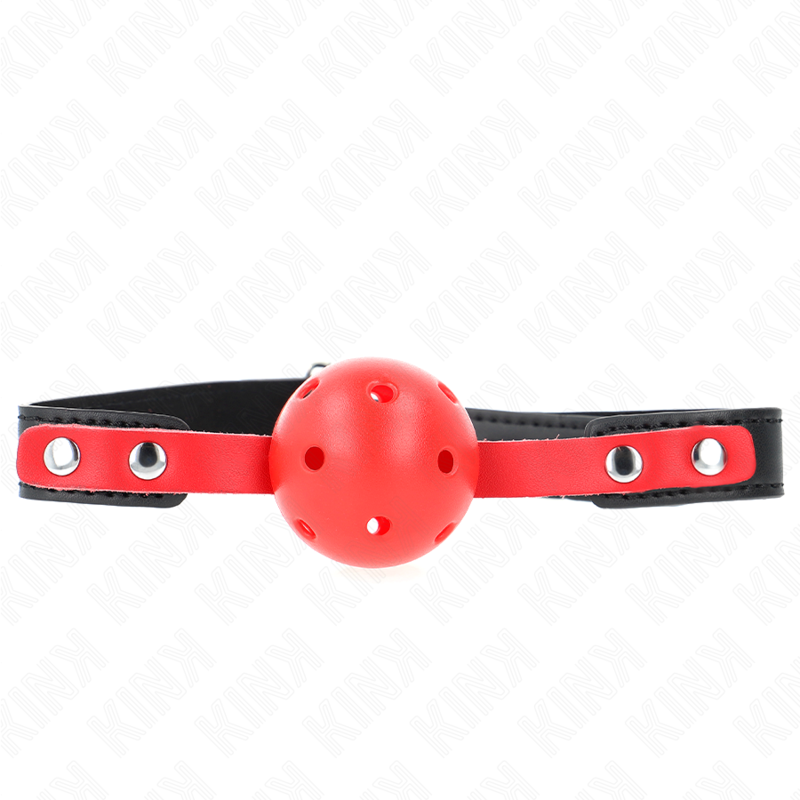 KINK - BOLA DURA OCA VERMELHA 4 CM GAG ALÇA PRETA 60 X 2 CM AJUSTÁVEL 37-52 CM