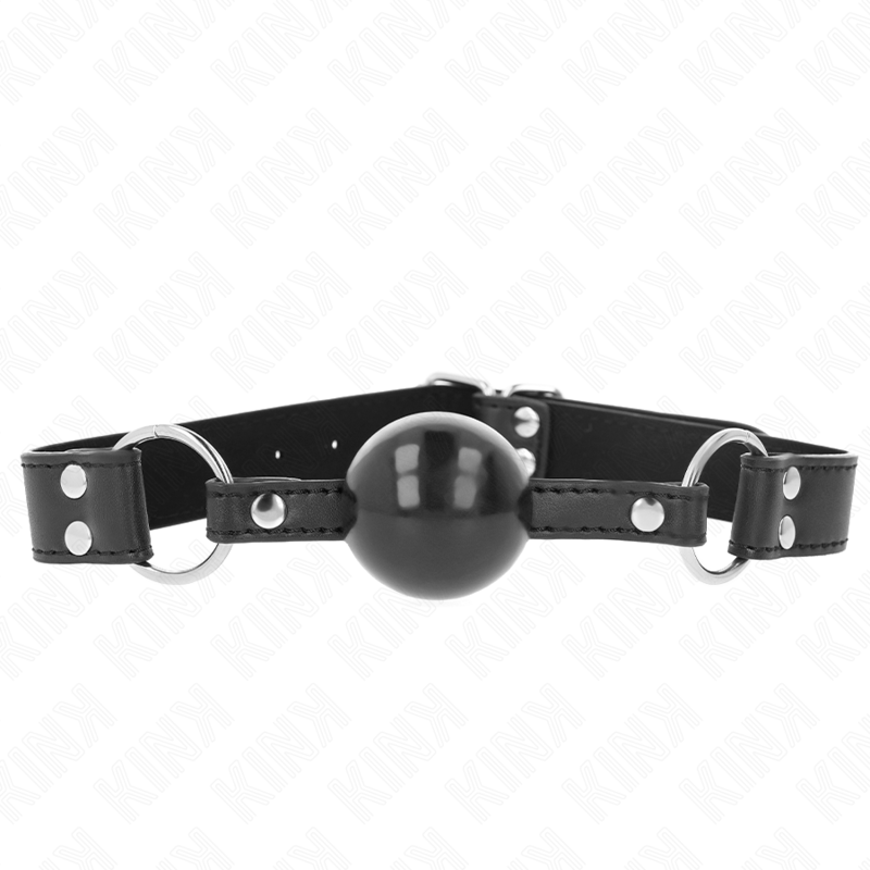 KINK - BOLA MACIA E SÓLIDA MORDAÇA DE 4 CM COM ALÇA DE COURO 62 X 2,5 CM AJUSTÁVEL 42-58 CM