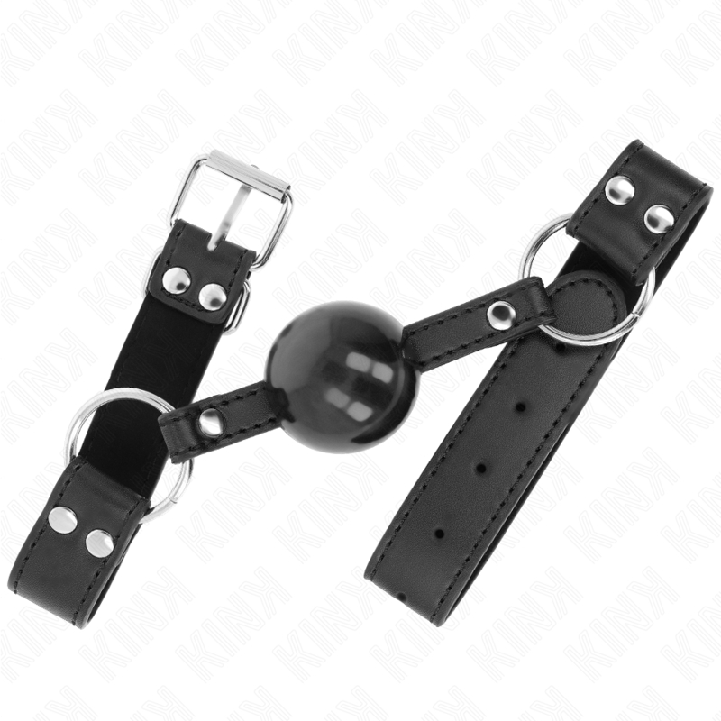 KINK - BOLA MACIA E SÓLIDA MORDAÇA DE 4 CM COM ALÇA DE COURO 62 X 2,5 CM AJUSTÁVEL 42-58 CM