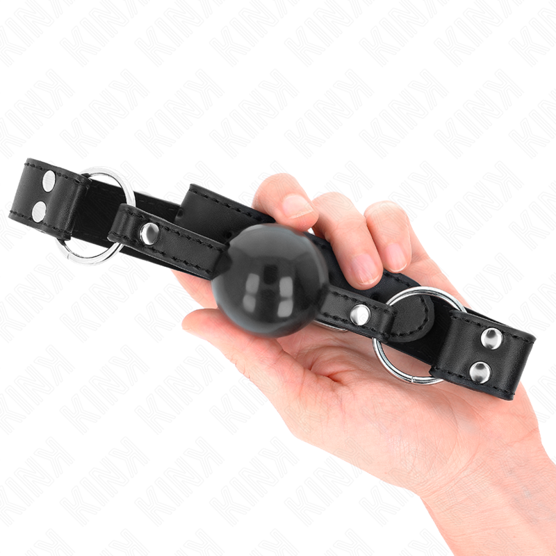 KINK - BOLA MACIA E SÓLIDA MORDAÇA DE 4 CM COM ALÇA DE COURO 62 X 2,5 CM AJUSTÁVEL 42-58 CM