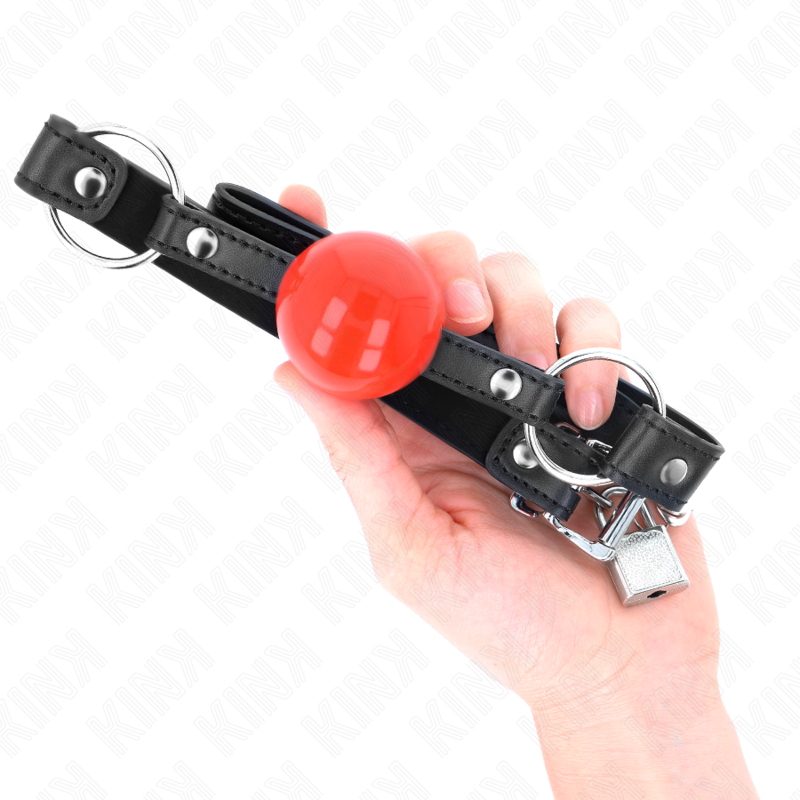 KINK - BOLA MORDAÇA 4 CM COM FECHADURA BOLA VERMELHA ALÇA PRETA 60 X 2 CM