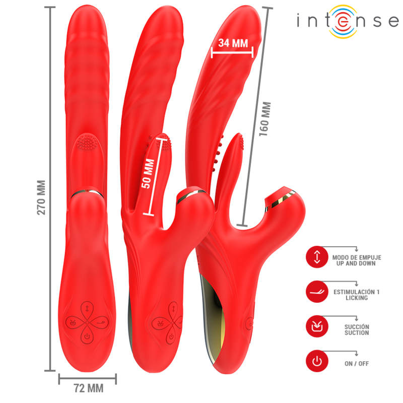 INTENSE - KAROL MULTIFUNÇÃO VIBRADOR THRUST & ESTIMULAÇÃO & ONDAS ESTIMULANTES VERMELHO