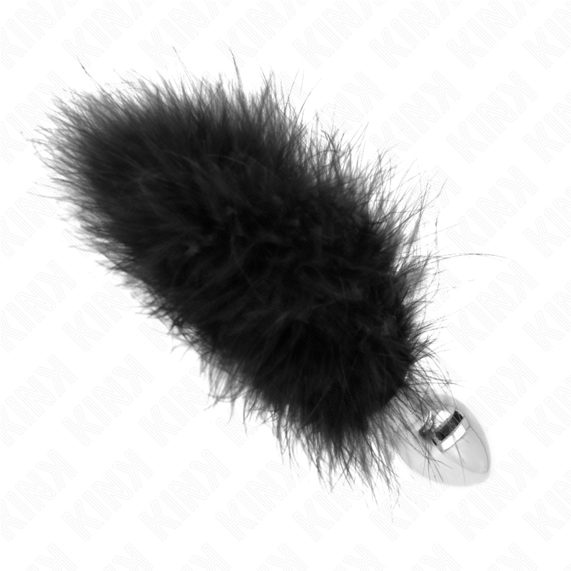 KINK - PLUG ANAL DE AÇO INOXIDÁVEL 11 X 7 CM COM PENA 11 CM