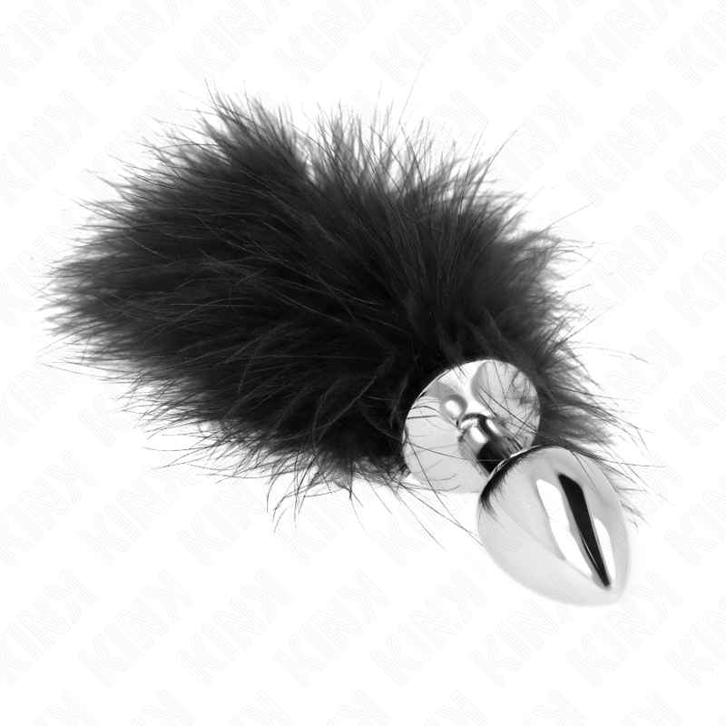 KINK - PLUG ANAL DE AÇO INOXIDÁVEL 11 X 7 CM COM PENA 11 CM