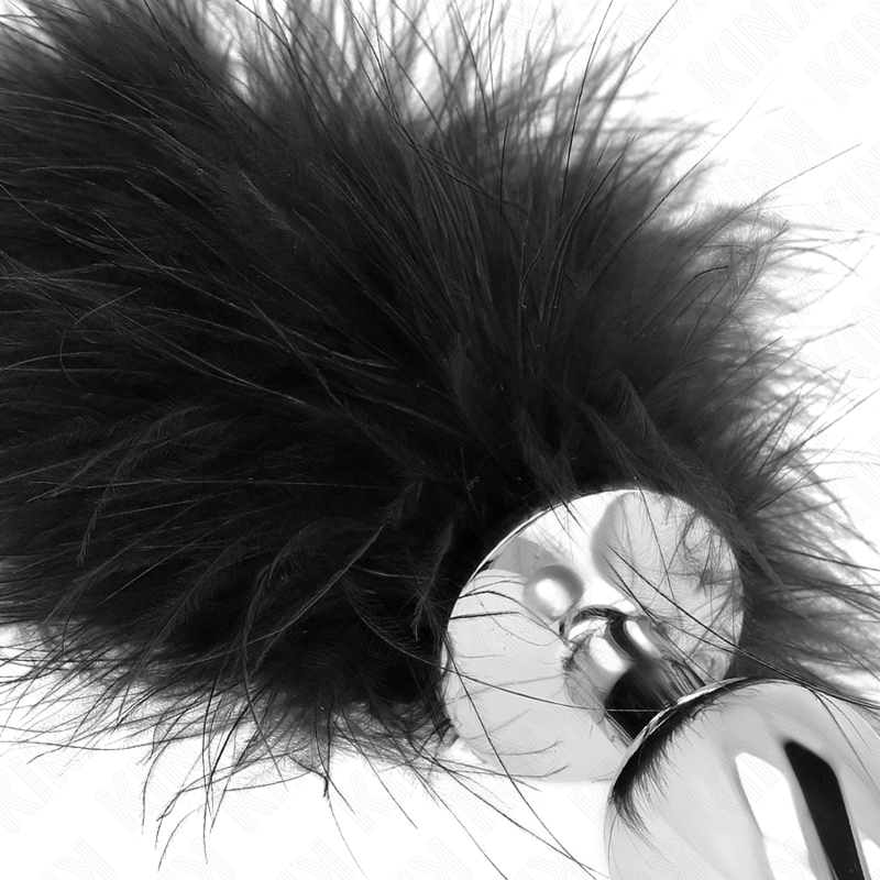 KINK - PLUG ANAL DE AÇO INOXIDÁVEL 11 X 7 CM COM PENA 11 CM