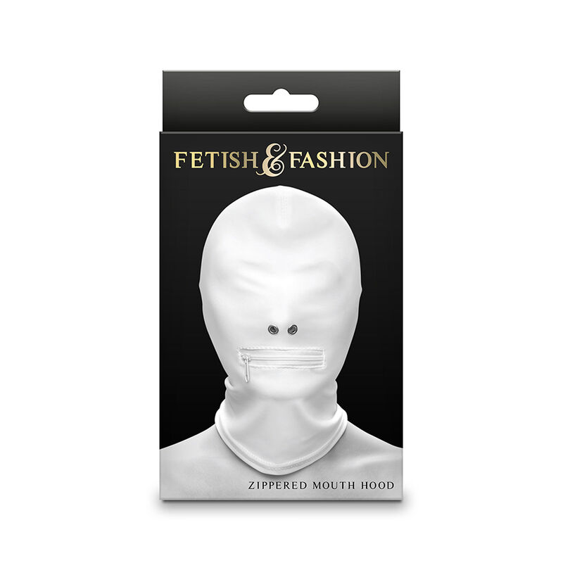 NS NOVELTIES - FETISH & FASHION FECHADO BOCA COM ZÍPER CAPUZ NYLON BRANCO