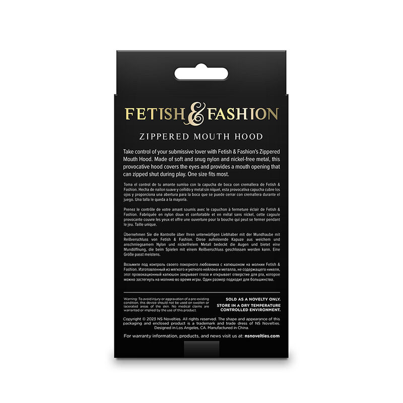 NS NOVELTIES - FETISH & FASHION FECHADO BOCA COM ZÍPER CAPUZ NYLON BRANCO