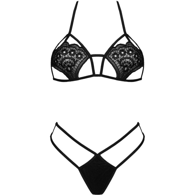 LIVCO CORSETTI FASHION - JIMENA LC 20216 BRA + TANGA PRETO TAMANHO ÚNICO
