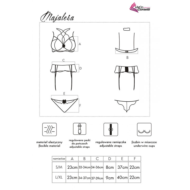 LIVCO CORSETTI FASHION - MAJALESA LC 90526 SUTI + CINTA LIGA + CALCINHA PRETA