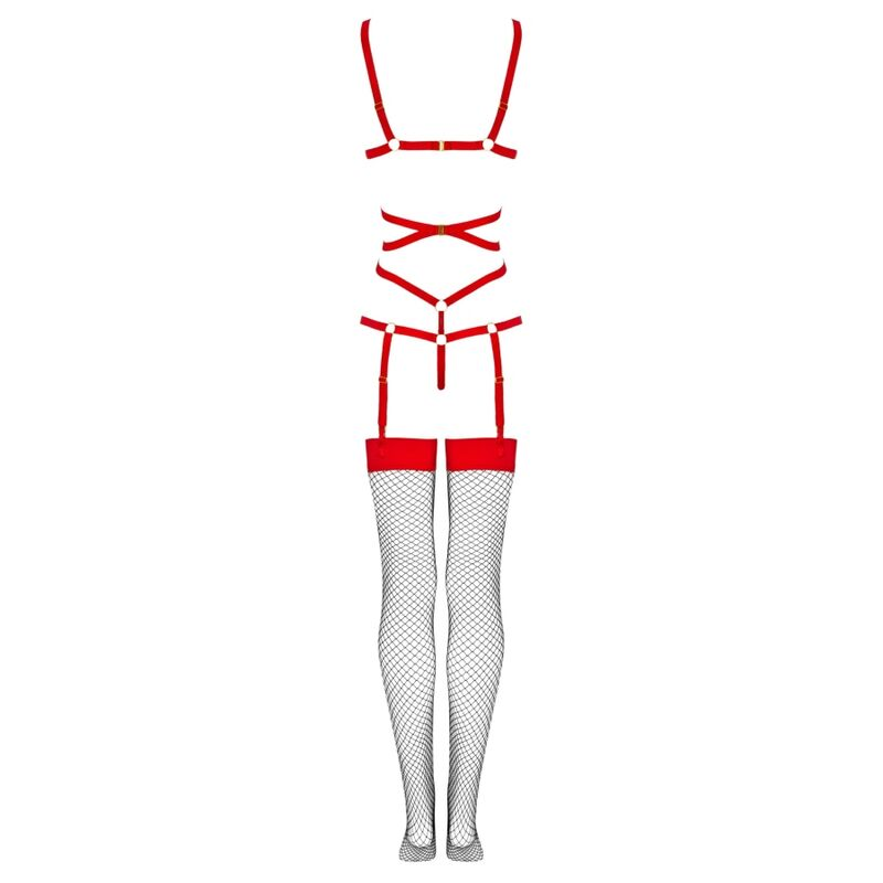 LIVCO CORSETTI FASHION - THIARA LC 20213 CONJUNTO CORPO + MEIAS VERMELHA L/XL