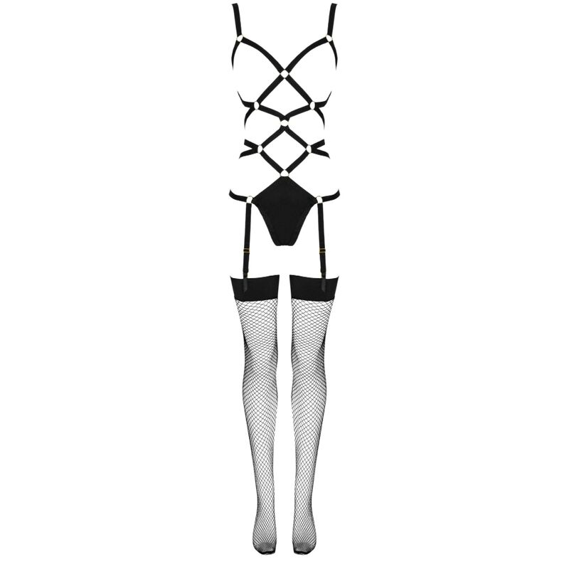 LIVCO CORSETTI FASHION - THIARA LC 20213 CONJUNTO CORPO + MEIAS PRETAS L/XL