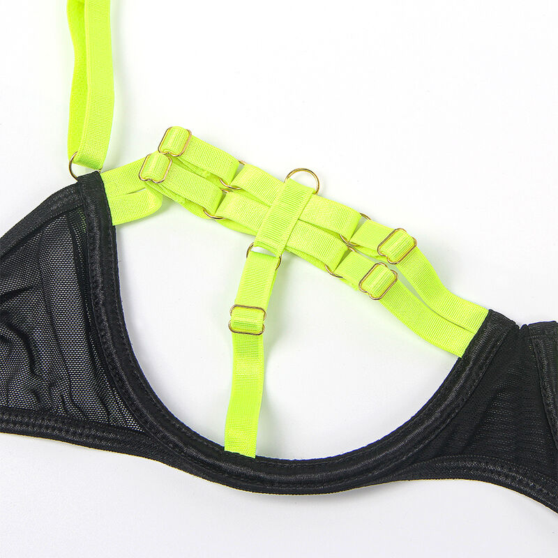 SUBBLIME - 955281 CONJUNTO DE SUTIÃ COM COLAR E DETALHES NAS PERNAS VERDE FLUORESCENTE L/XL