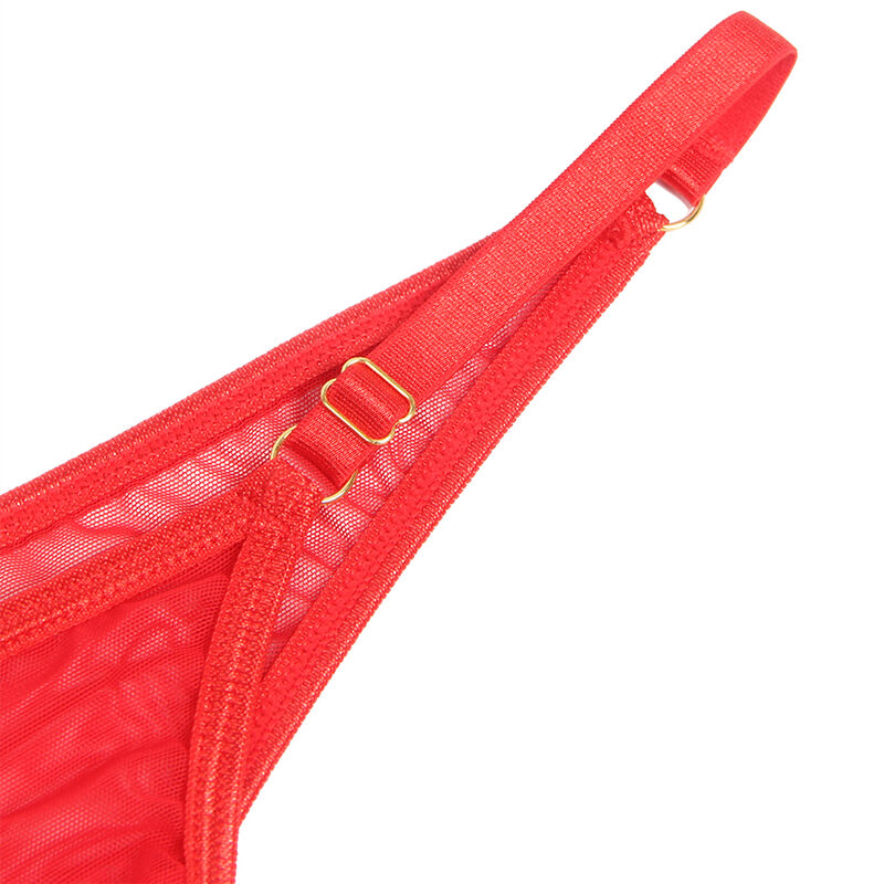SUBBLIME - 955526 CONJUNTO DE SUTIÃ COM CORRENTES E MALHA CORAÇÃO VERMELHO L/XL