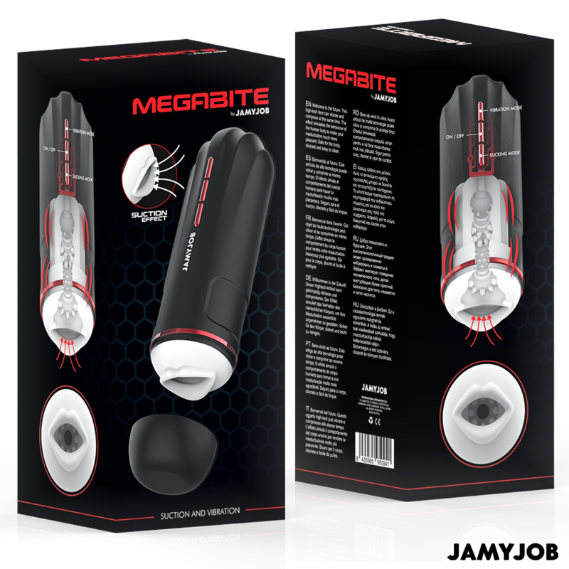 JAMYJOB - MASTURBADOR BOCAL AUTOMÁTICO MEGABITE 5 MODOS ESTIMULANDO ONDAS E VIBRAÇÃO