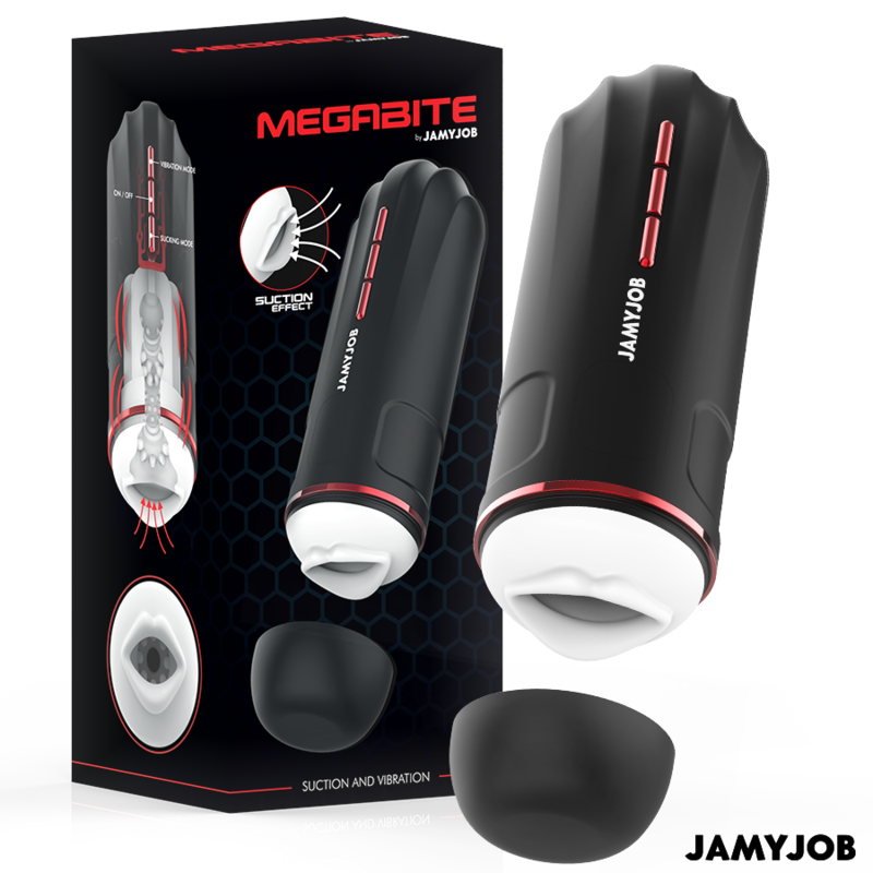 JAMYJOB - MASTURBADOR BOCAL AUTOMÁTICO MEGABITE 5 MODOS ESTIMULANDO ONDAS E VIBRAÇÃO