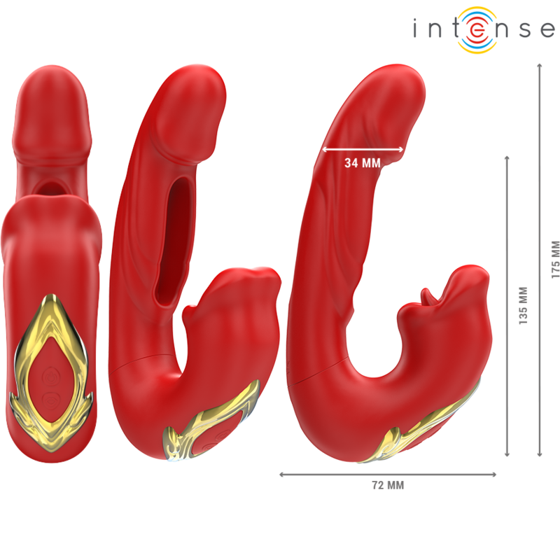 INTENSE - NATHY DUPLO VIBRADOR COM BOCA MULTIFUNCIONAL ESTIMULANTE VERMELHO