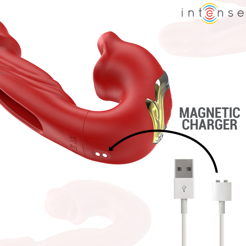 INTENSE - NATHY DUPLO VIBRADOR COM BOCA MULTIFUNCIONAL ESTIMULANTE VERMELHO
