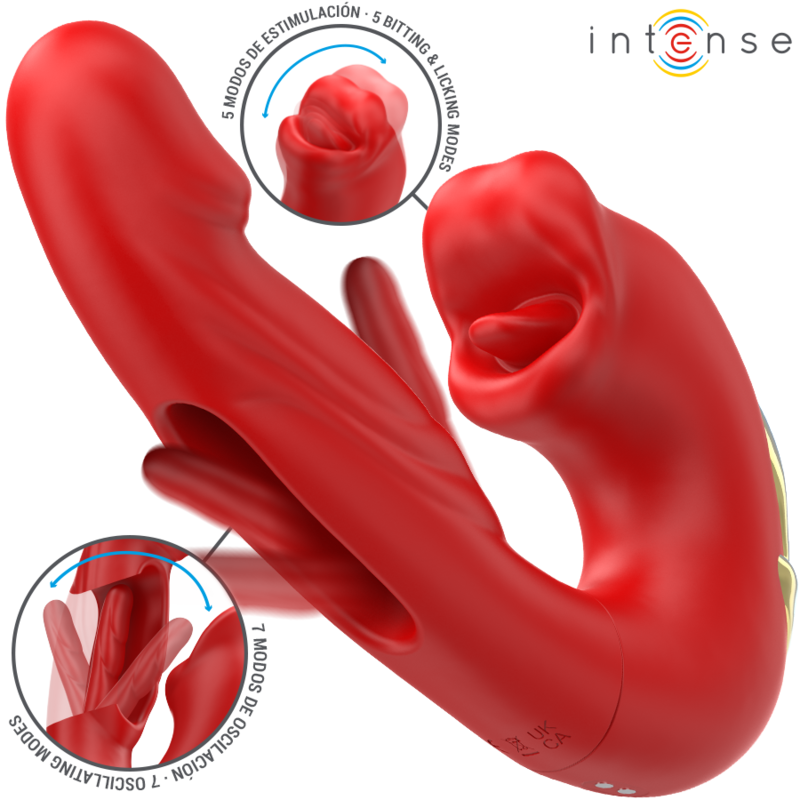 INTENSE - NATHY DUPLO VIBRADOR COM BOCA MULTIFUNCIONAL ESTIMULANTE VERMELHO