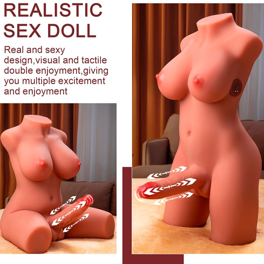 XISE - MIAH LADY BOY TORSO FEMININO COM DILDO COM VIBRAÇÃO E IMPULSIONAMENTO 55 CM