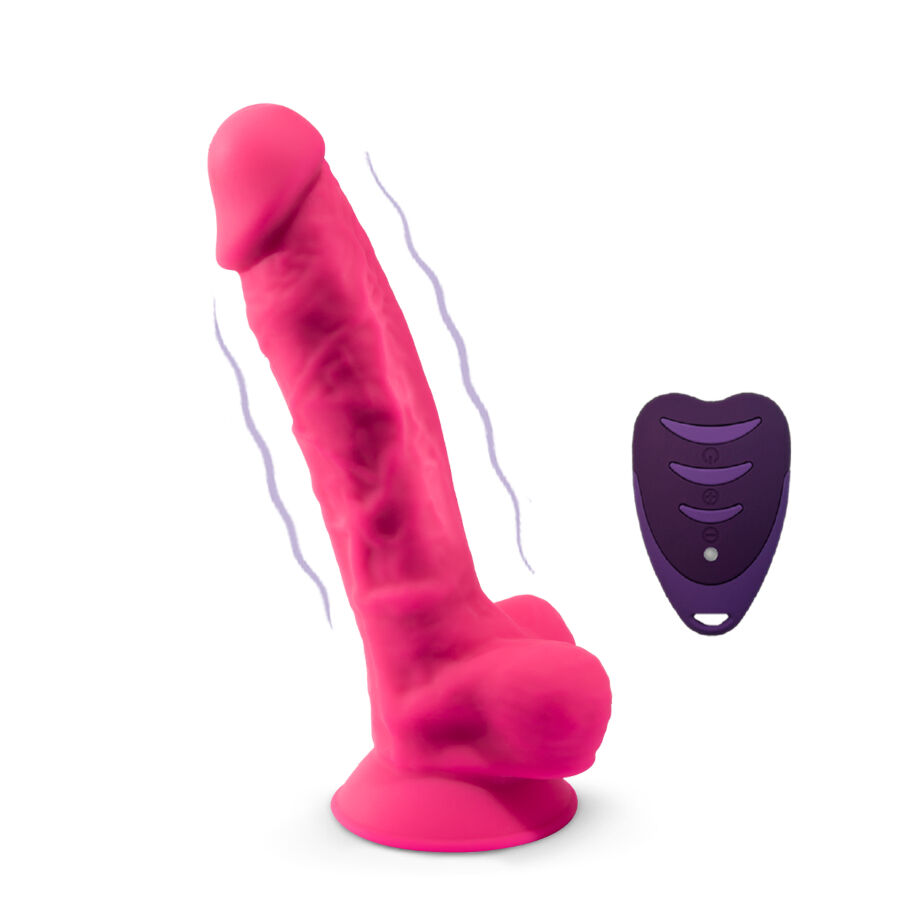 SILEXD - MODELO DE PÊNIS REALISTA 18 VIBRAÇÃO ROSA + CONTROLE REMOTO LRS