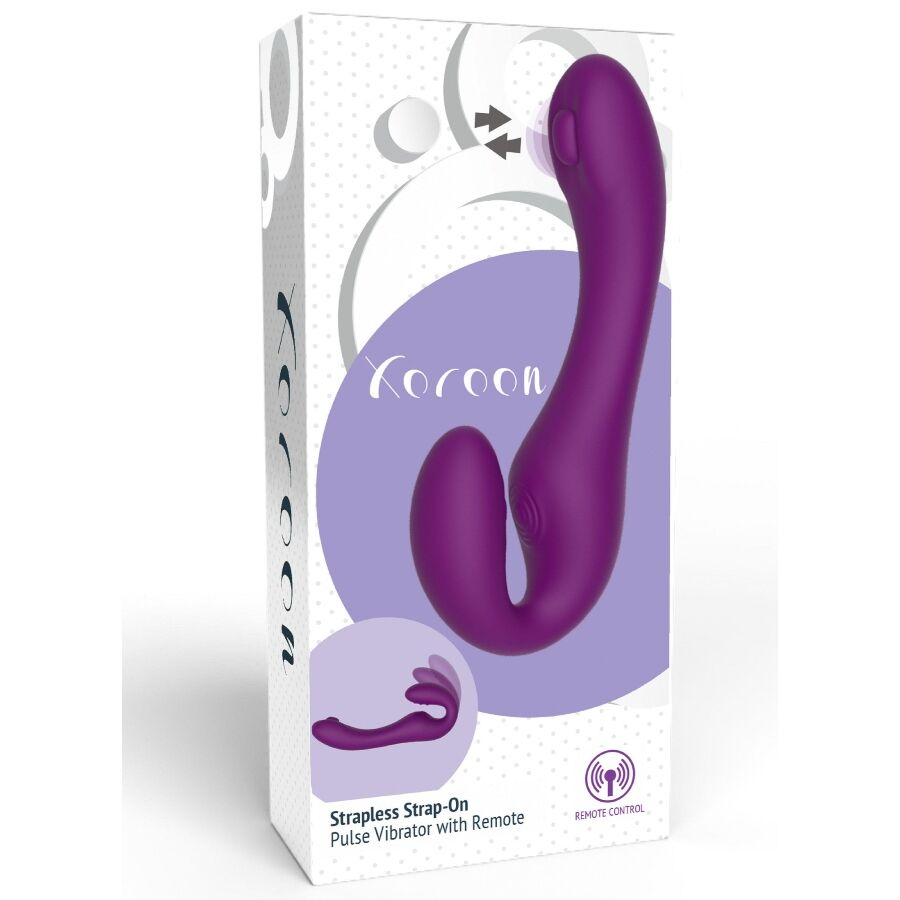 XOCOON - VIBRADOR STRAP-ON 2 EM 1 SEM ALÇAS COM CONTROLE REMOTO ROXO