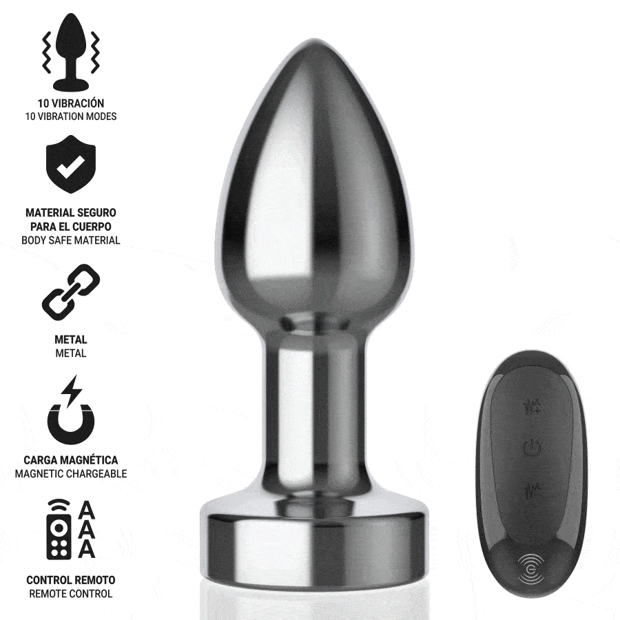 INTENSE - PLUG ANAL 10 VIBRAÇÕES METAL COM CONTROLE REMOTO S