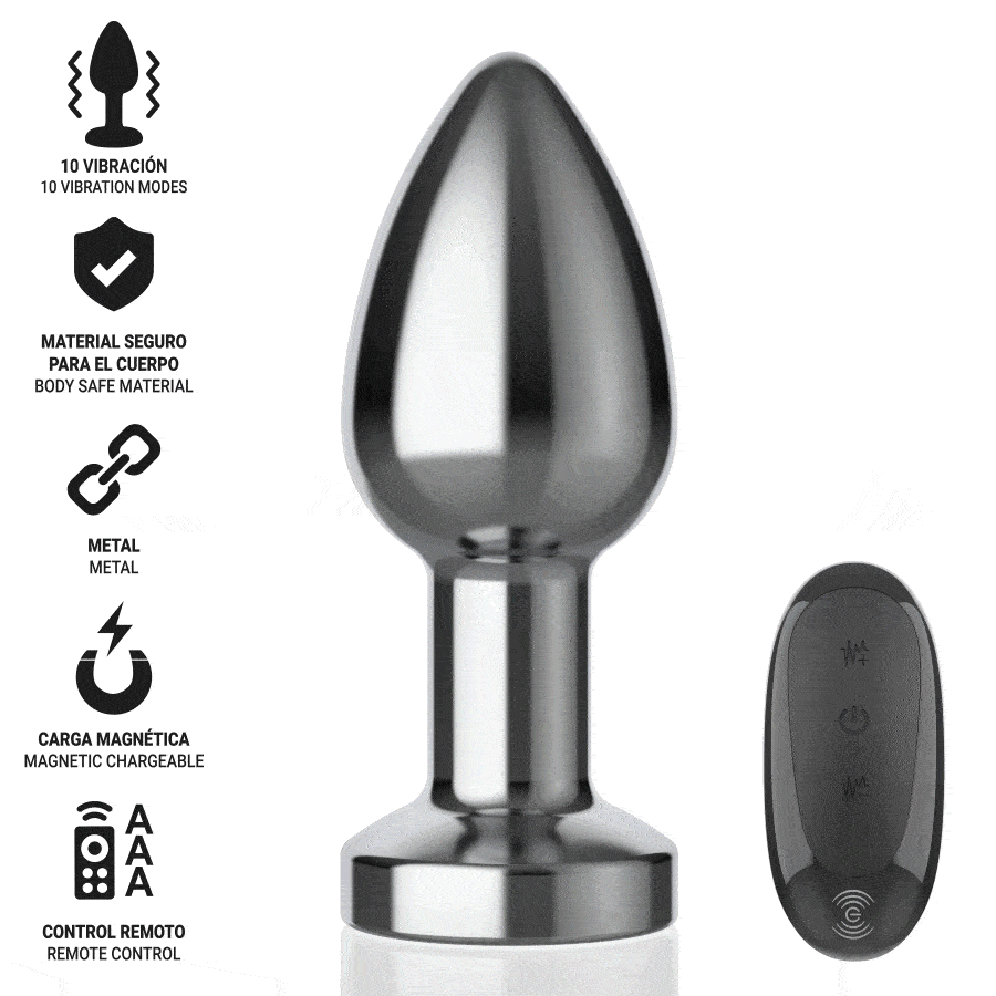 INTENSE - PLUG ANAL 10 VIBRAÇÕES METAL COM CONTROLE REMOTO M