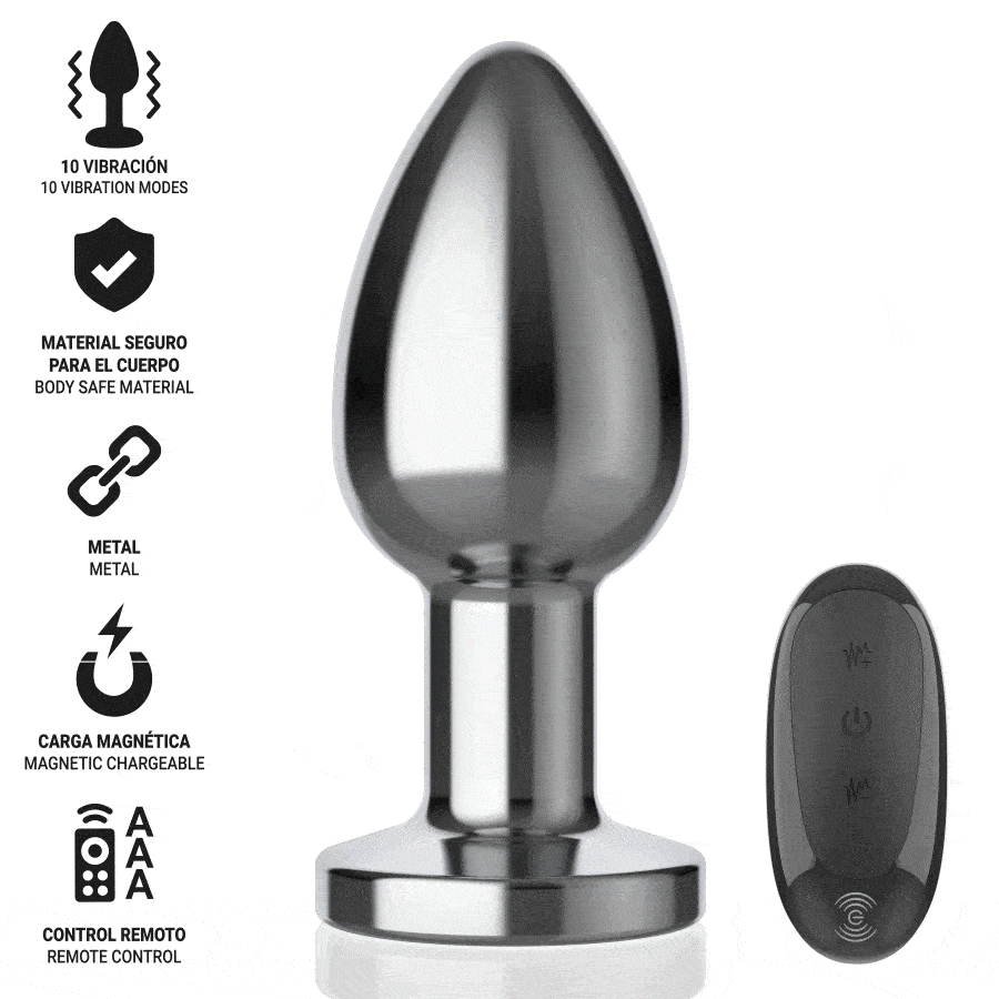 INTENSE - PLUG ANAL 10 VIBRAÇÕES METAL COM CONTROLE REMOTO L