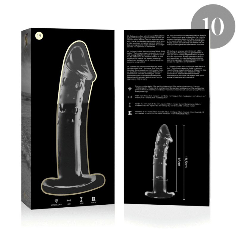 NEBULA SERIES BY IBIZA - MODELO 19 DILDO VIDRO BOROSILICADO TRANSPARENTE 18.5 CM -O- 4 CM