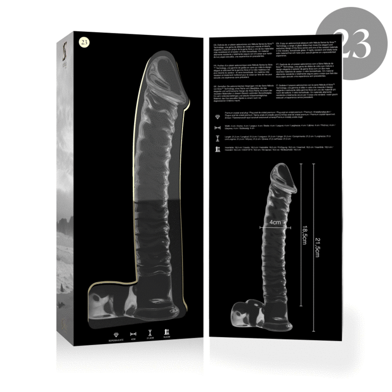 NEBULA SERIES BY IBIZA - MODELO 23 DILDO VIDRO BOROSILICADO TRANSPARENTE 21.5 CM -O- 4 CM