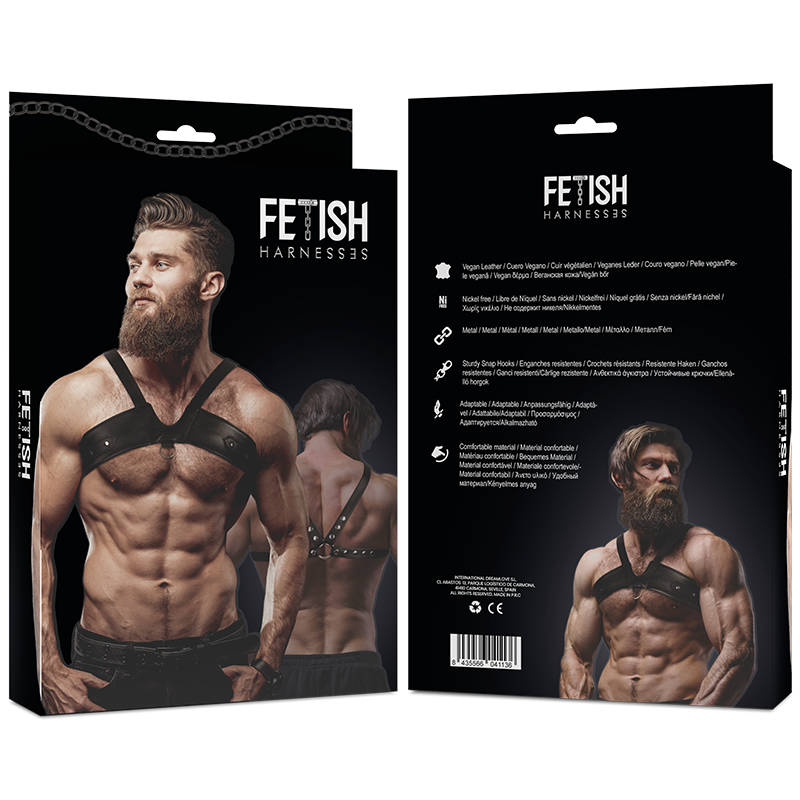 FETISH SUBMISSIVE ATTITUDE - ARNÊS DE PEITO DE COURO ECOLÓGICO BRIGADE MASCULINO