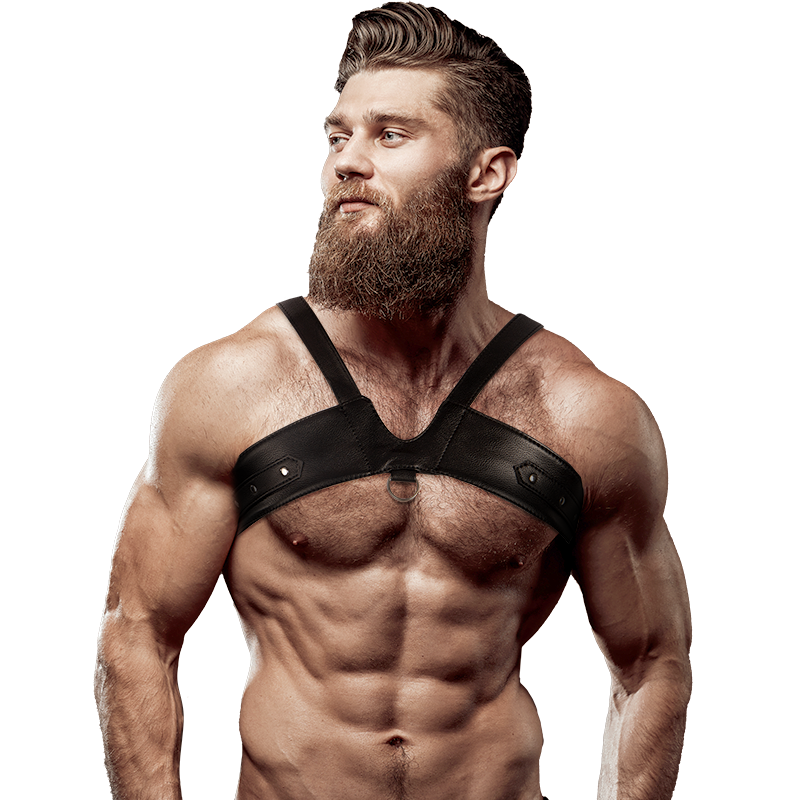 FETISH SUBMISSIVE ATTITUDE - ARNÊS DE PEITO DE COURO ECOLÓGICO BRIGADE MASCULINO