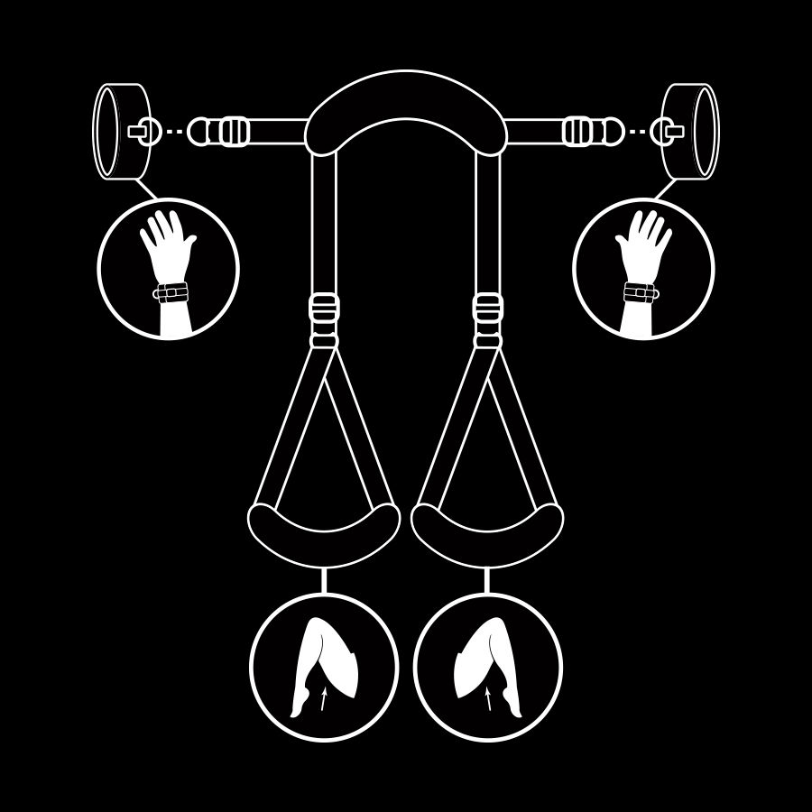 FETISH SUBMISSIVE - POSIÇÃO DE PERNAS ABERTAS COM ALGEMAS DE FORRO DE NOPRENE
